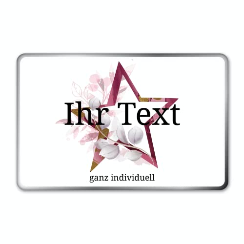 STEMPEL-FABRIK – personalisierbare eckige Dose mit Name oder Wunschtext – Aquarell Motiv mit rotem Stern – bedruckte Geschenkdose – ideale Keksdose, Metalldose, Plätzchendose von STEMPEL-FABRIK