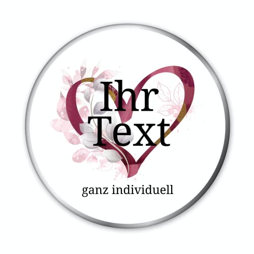 STEMPEL-FABRIK – personalisierbare runde Dose mit Name oder Wunschtext – Aquarell Motiv mit rotem Herz – bedruckte Geschenkdose – ideale Keksdose, Metalldose, Plätzchendose von STEMPEL-FABRIK