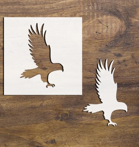 Adler-Schablone – wiederverwendbare 10,2 x 10,2 cm fliegende Vogel-Silhouetten-Vorlage für Bastelarbeiten, patriotische Wandkunst, rustikale Dekoration und Wildtier-Malprojekte von STENCILAIR