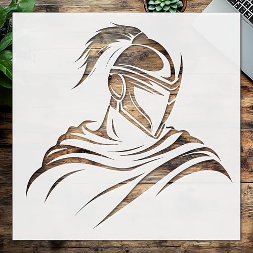 Mittelalterliche Ritter in Rüstungsschablone, wiederverwendbare Malvorlage, 21,6 x 27,9 cm, strapazierfähiges Mylar-Material von STENCILAIR