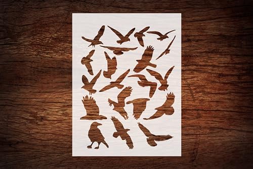 Wiederverwendbare Vogel-Schablone, 21,6 x 27,9 cm, personalisierbar, Krähe, Möwe, Adler, Design für von der Natur inspirierte Bastelarbeiten von STENCILAIR