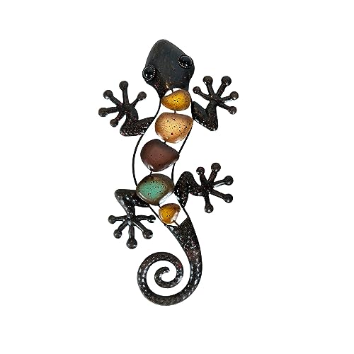 Dexlyn Metall Gecko Gartendeko，Metall Wanddekoration Eidechse Skulptur Hängende 20×40cm Braun von Dexlyn