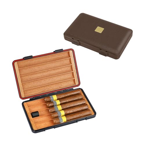 STEPHM Reise-Zigarren-Humidor-Etui mit Luftbefeuchter, tragbarer Zigarren-Humidor for 5 Zigarren, wasserdicht, luftdicht, langlebig und bruchsicher, Zigarrenschachtel, Geschenk for Männer von STEPHM
