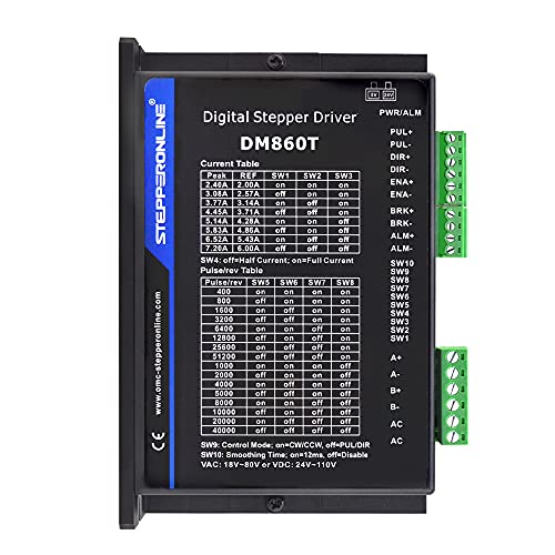 STEPPERONLINE DM860T Digitaler Schrittmotor Treiber 2.4-7.2A 18-80VAC or 36-110VDC Stepper Motor Driver Für Nema 34 CNC Stepping Motor von STEPPERONLINE