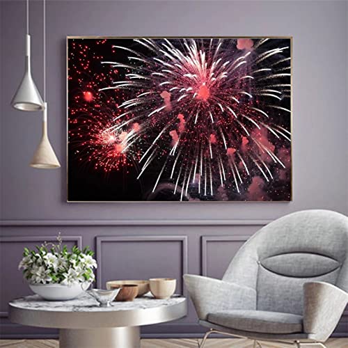 5D Diamant Painting Bilder , Runde Bohrer Wunderschönes Feuerwerk DIY Erwachsene Diamant Malerei Mosaik Full Drill Kit Strass Stickerei Leinwand Kunsthandwerk für Wohnwand Dekoration 30x40cm/12x16inch von STEPPIANO_JP