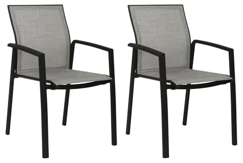Gartenstühle - Anthrazit - Grau - Textilen - Aluminiumrahmen - stapelbar - 2er Set Gartenstühle - Anthrazit - Grau - Textilen - Aluminiumrahmen - stapelbar - 2er Set von STERN