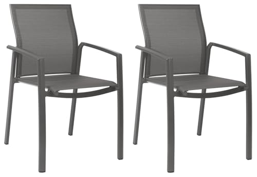Gartenstuhl Essstuhl Balkonstuhl Mittellehner Stapelsessel | Aluminium | Textilen | Anthrazit | Karbonfarben | Stapelbar | 2er Set Gartenstuhl Essstuhl Balkonstuhl Mittellehner Stapelsessel | Aluminium | Textilen | Anthrazit | Karbonfarben | Stapelbar | 2er Set von STERN