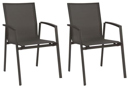 Gartenstuhl Essstuhl Balkonstuhl Mittellehner Stapelsessel | Aluminium | Textilen | Anthrazit | Karbonfarben | Stapelbar | 2er Set Gartenstuhl Essstuhl Balkonstuhl Mittellehner Stapelsessel | Aluminium | Textilen | Anthrazit | Karbonfarben | Stapelbar | 2er Set von STERN