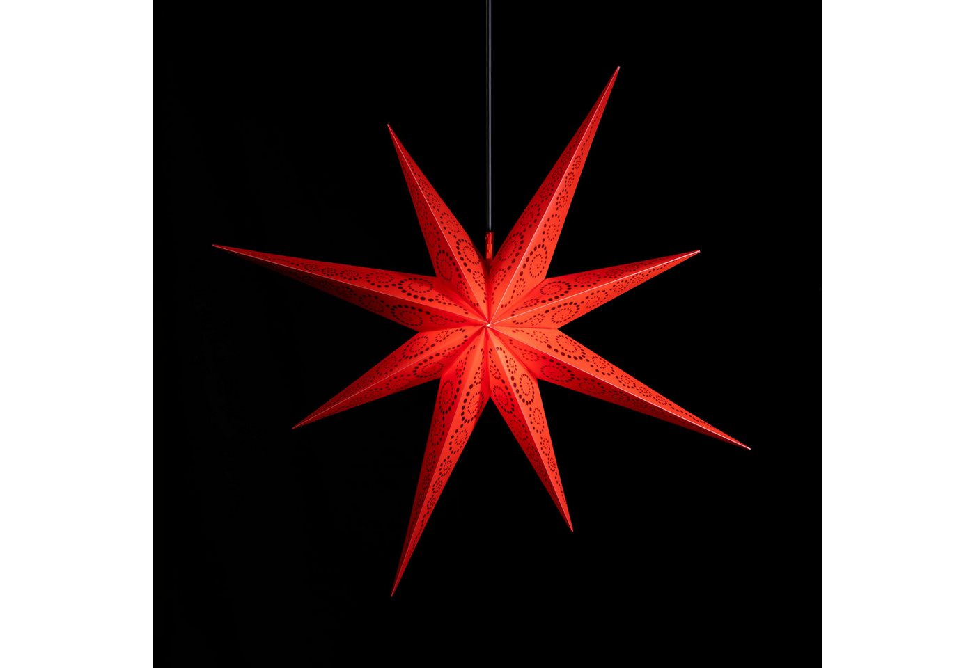 STERNTALER Dekostern 8 Zacker Glitter, Dekostern Weihnachtsstern 7-Zacker Faltstern Rot mit schwarzen von STERNTALER