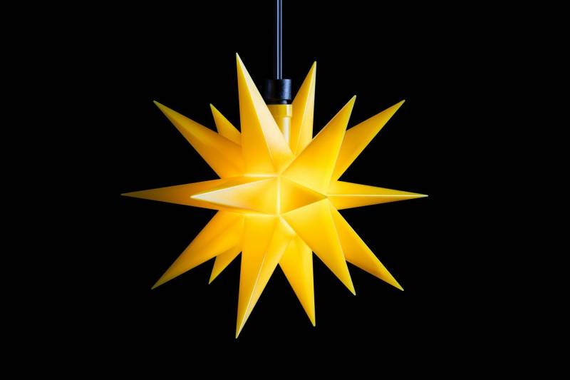 STERNTALER Dekostern Ministern Batt Aussen, Dekostern Weihnachtsstern Kunststoff 18-Zacker mit Timer Gelb von STERNTALER