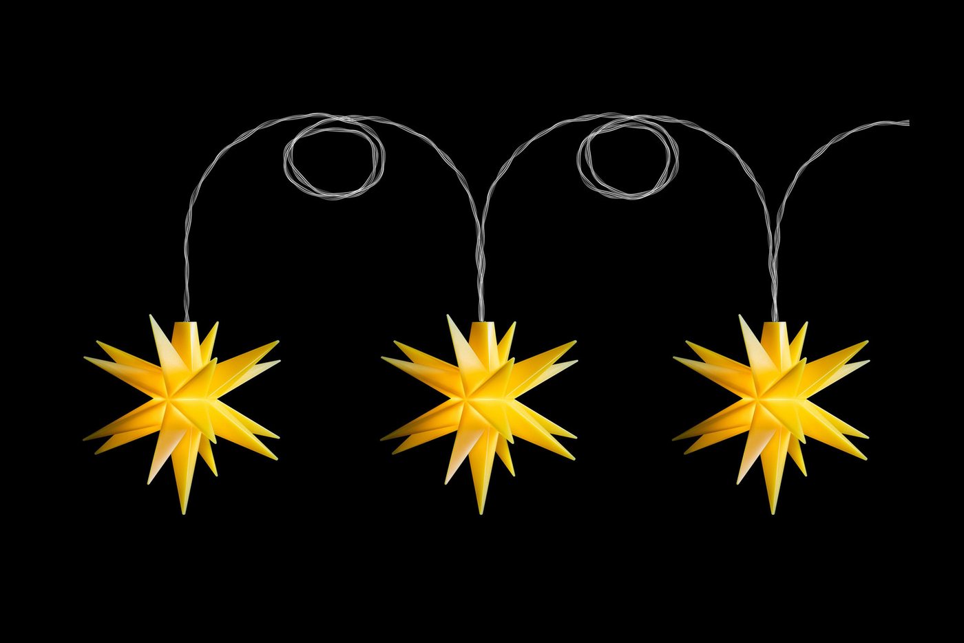 STERNTALER LED-Lichterkette DT7820, Sternenkette Baby-Sternenkette 3 Sterne 18 Zacker Gelb 8cm von STERNTALER