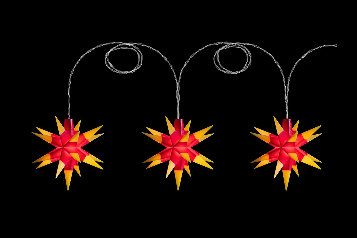 STERNTALER LED-Lichterkette DT7823, Sternenkette Baby-Sternenkette 3 Sterne 18 Zacker Rot/Gelb von STERNTALER