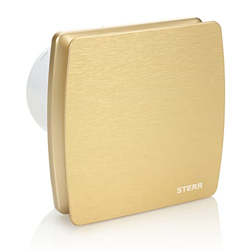 STERR Badlüfter 100 mm mit Rückschlagventil, Timer und Feuchtigkeitssensor - Goldener Badezimmerlüfter - leiser Betrieb - moderner Ventilator für das Badezimmer - Wandlüfter - 12 W von STERR