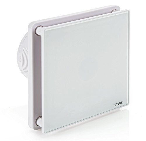 STERR Weißer Badlüfter 100 mm mit HYGROSTAT - Badezimmerventilator - Glasfront - Modernes Aussehen - BFS100H - 10 W von STERR