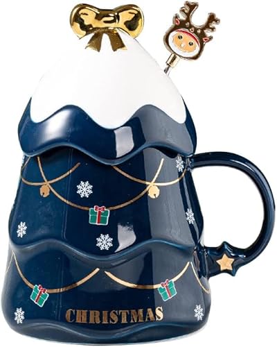 STETHI Weihnachtstasse Kaffeebecher Weihnachtsbecher Porzellan Schneemann Santa Claus Wasserbecher Kaffeetasse Keramik Weihnachtsmotive Weihnachtsdekor Geschenk & Geschenkidee (A) von STETHI