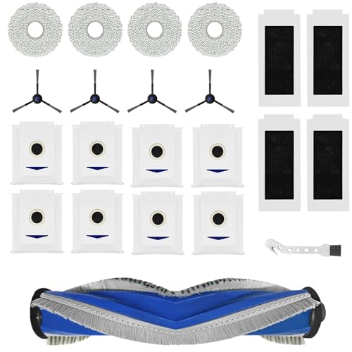 STFALI 22 Stück Zubehör für Ecovacs Deebot T30 Omni / T30 Pro Omni,1 Gummi-Hauptbürste,4 Filters,4 Wischtücher,4 Seitenbürsten, 8 Staubbeutel, 4 Rotierender Bürstenkopf, 1 Reinigungsbürste von STFALI