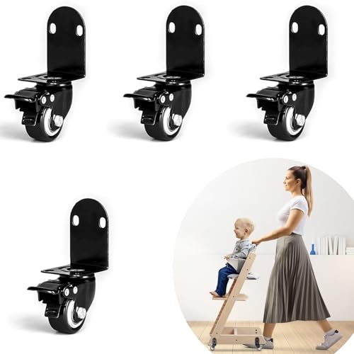 STFALI 4 Rad Zubehör mit Sicherheitsschlössern für Tripp Trapp Hochstuhl, 360° Drehbar Macht den Tripp Trapp Stuhl Mobil Erhöht den Komfort Des Hochstuhls, Machen Sie den Umzug einfach von STFALI