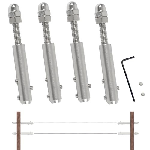STFALI 4 Stück Seilspanner, Seilspanngarnitur,Seilspanner Edelstahl, Drahtseil Spanner für Drahtseil 4 mm, Drahtseilklemme 4mm Spannterminal zur Befestigung Abspannung von Drahtseilen von STFALI