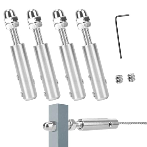 STFALI 4 stück Seilspanner, Drahtseil Spanner für Edelstahlseil 5-6mm, Seilspanngarnitur, Drahtseilklemme 5-6mm Spannterminal zur Befestigung Abspannung von Drahtseilen STFALI 4 stück Seilspanner, Drahtseil Spanner für Edelstahlseil 5-6mm, Seilspanngarnitur, Drahtseilklemme 5-6mm Spannterminal zur Befestigung Abspannung von Drahtseilen von STFALI