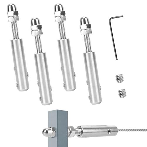 STFALI 4 stück Seilspanner Edelstahl, Seilspanngarnitur, Drahtseil Spanner, für Drahtseil 5 mm, Drahtseilklemme 5mm von Stahlseilen für Geländer und Zäune STFALI 4 stück Seilspanner Edelstahl, Seilspanngarnitur, Drahtseil Spanner, für Drahtseil 5 mm, Drahtseilklemme 5mm von Stahlseilen für Geländer und Zäune von STFALI