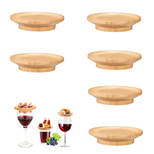 STFALI Weinglas Topper Holz, Wine Glass Charcuterie Topper, Vorspeisenteller Weinglas Aufsatz, für Desserts Getränke Party zubehör, Familienessen & Partyzubehör (6) von STFALI