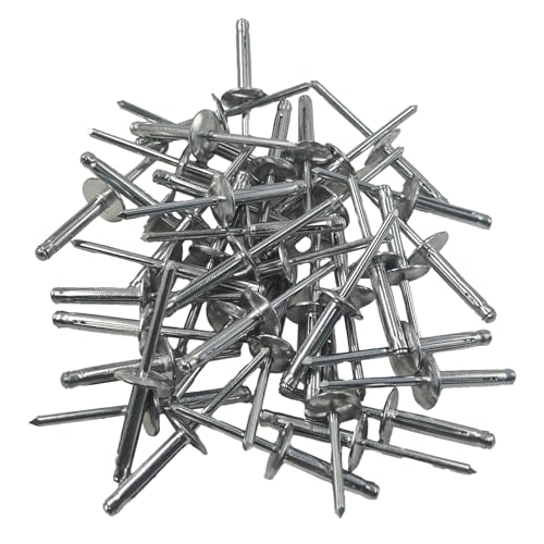 STFRBTH 60 Stück 3/16 Zoll x 1 Zoll (4,8 x 25 x 16 mm), dreifach gefaltete Explodierende Popnieten, großer Flansch, Aluminium-Blindnieten für Kajak, Marine, Automobilanwendungen (Silber) von STFRBTH