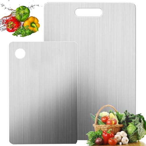 STFYUG Titan Schneidebrett, 304 Edelstahl, Titan Cutting Board, Gewährleisten Ursprünglichen Geschmack der Zutaten, Leicht zu Reinigen (2) von STFYUG