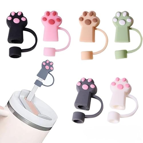 6 Stück Straw Cover Cap, Entzückende Silikon Strohhalm Abdeckung, Wiederverwendbare Trinkhalm Straw Stopper, Silikon Tiere Stroh Abdeckung, Staubdicht Tragbare Strohkappen Abdeckungen Strohhalm Topper von STFZAE
