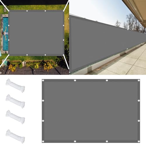 Balkon Sichtschutz 1 x 1.8 m mit Ösen Und Befestigungsseile Sonnenschutz Schutzplane im Viele Größe Und Farben für Außenbereiche Wie Garten Und Balkone,Terrasse, Hellgrau von STGAO