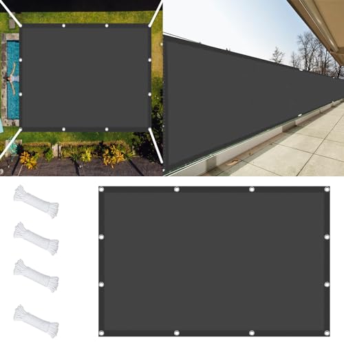 Balkon Sichtschutz 1.2 x 2.2 m PES Polyester Segeltuch Wasserdicht im Viele Größe Und Farben für Garten Terrasse Balkon Sonnenschutz Glasdach, Dunkelgrau von STGAO