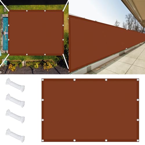 Balkon Sichtschutz 1.4 x 4 m UV Schutz Windschutz Schattenspender Windschutz Reißfest Wetterfest für Außenbereiche Wie Garten Und Balkone,Terrasse, Rostrot von STGAO