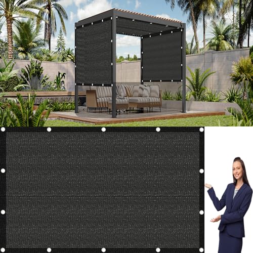 Balkon Sichtschutz 1.5 x 2.5 m HDPE Atmungsaktiv Schattiernetz Gewächshaus Verschiedene Größen Und Farben für Garten Balkon Zaun Terrassen Swimming Pool, Schwarz von STGAO