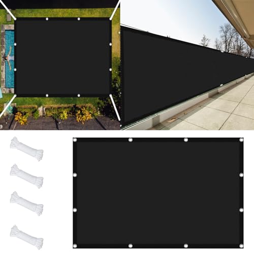 Balkon Sichtschutz 1.6 x 3 m UV Schutz Schattiernetz Witterungsbeständig Und Reißfest für Terrasse Outdoor Camping Patio Schwimmbad, Schwarz von STGAO