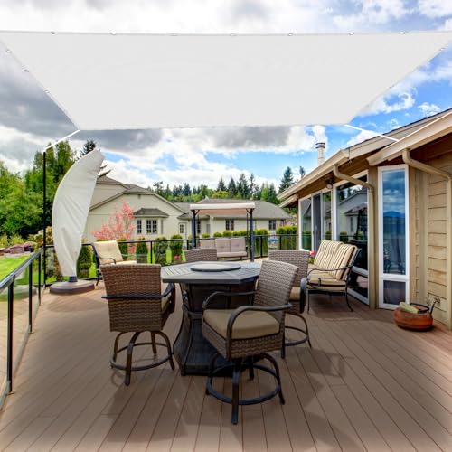 Balkon Sichtschutz 2.5 x 6 m 95% Uv-Schutz Premium PES Polyester Wasserabweisend Sonnendach Mehrere Farben Und Größen für Partys Und Camping im Freien, Terrasse, Weiß von STGAO