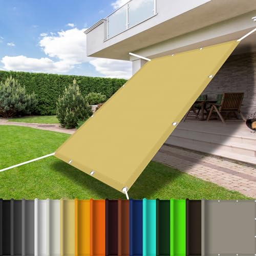Balkon Sichtschutz 2.5 x 8 m UV Schutz Sonnenschutz Sonnentuch im Viele Größe Und Farben für Terrasse Outdoor Camping Patio Schwimmbad, Creme Farben von STGAO