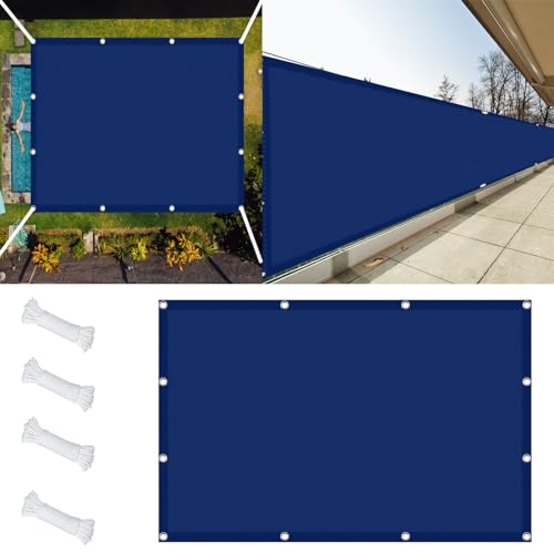 Balkon Sichtschutz 3.6 x 3.8 m PES Polyester Schattiernetz Witterungsbeständig Und Reißfest für Außenbereiche Wie Garten Und Balkone,Terrasse, Dunkelblau von STGAO