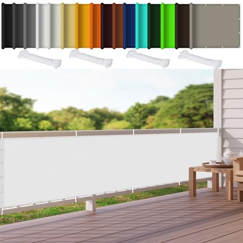 Balkon Sichtschutz 5 x 10 m UV Schutz Sichtschutz Sonnensegel Wasserabweisend Imprägniert für Garten Terrasse Balkon Sonnenschutz Glasdach, Weiß von STGAO