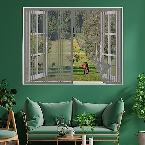 Fensternetz Fliegengitternetze 260 x 245 cm Mückengitter Insektennetz Fenster-Fliegengitter Ohne Bohren für an allen Fenster, Grau von STGAO
