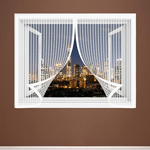 Fliegengitter Fenster Magnet 65 x 115 cm Mückengitter Fenstergaze Fenster-Fliegengitter Ohne Bohren für Küche, SchiebeFensteren, Garagen, Weiß von STGAO