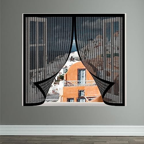 Fliegengitter Fenster Magnet 65 x 125 cm Insektenschutz Fliegennetz verhindern das Eindringen von Insekten für verschiedene französische Fensteren, Schwarz von STGAO