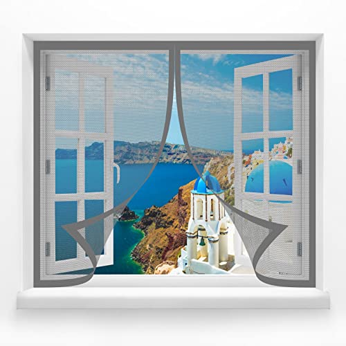 Fliegengitter für Fenster 110 x 140 cm Mückengitter Fenstergaze Moskitonetz Fenster waschbares Netz für an allen Fenster, Grau von STGAO