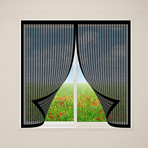 Fliegengitter für Fenster 120 x 200 cm Moskitonetz für Fenster Moskitonetz Fenster waschbares Netz für AußenFensteren, Kinderzimmer, BalkonFensteren, Schwarz von STGAO