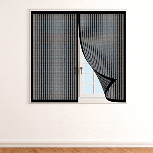 Fliegengitter für Fenster Insektenschutznetz 120 x 75 cm Fliegengitter Insektennetz Automatisches Schließen für Fenster & Terrassentüren & Balkontüren, Schwarz von STGAO