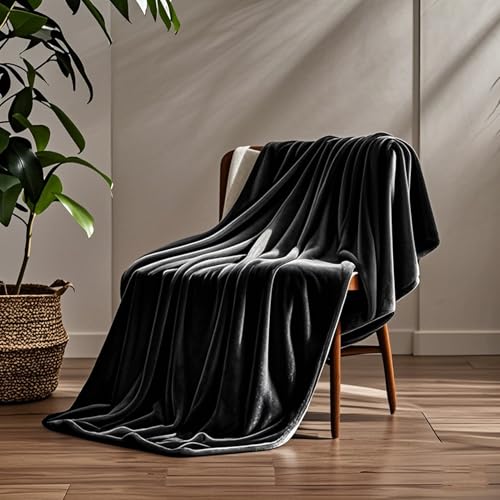 Kuscheldecke 110 x 190 cm Weiche Und Atmungsaktive Gemütlicher Überwurf Unterstützen Sie Die Anpassung für Bett Und Couch, Schwarz von STGAO