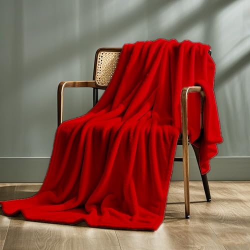 Kuscheldecke Flauschig 140 x 200 cm Weiche Warme Gemütlicher Tagesdecke Sofadecke Blanket Unterstützen Sie Die Anpassung für Sofa Couch Bett, Rot von STGAO
