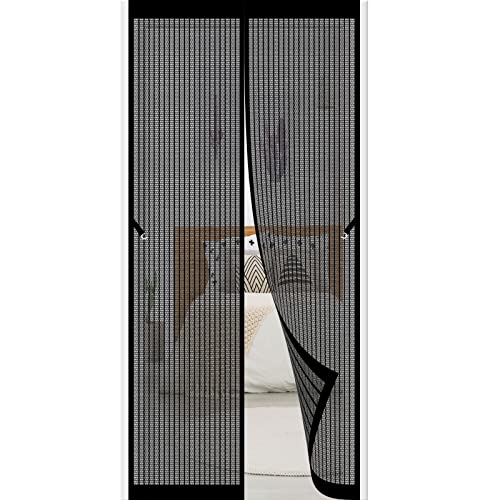 Magnet Moskitonetz 80 x 255 cm Magnet vorhang Ohne Bohren Magnetische Adsorption Moskitonetz Tür Für Balkontü Terrassentür Schiebetür Küchentür, Schwarz von STGAO