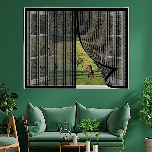 Mückenschutz Fenstergitter 80 x 110 cm Mückengitter Fenstergaze Fenster-Fliegengitter Ohne Bohren für Dachfenster mit Reißverschluss, Schwarz von STGAO