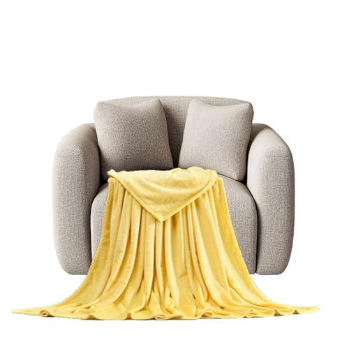 STGAO Fleecedecke 100 x 100 cm Falten Beständig/Anti-Verfärben Flanell Decke Flauschige Weiche für Bett Sofa Schlafzimmer Büro, Gelb von STGAO