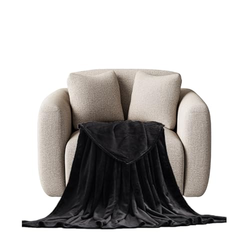 Fleecedecke 80 x 200 cm Weiche Warme Gemütlicher Blanket Microfaser für Bett Und Couch, Schwarz von STGAO