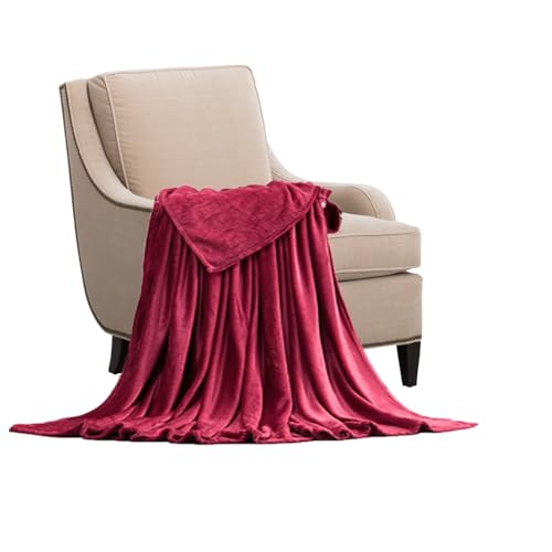 STGAO Kuscheldecke Flauschig 140 x 200 cm Falten Beständig/Anti-Verfärben Einfarbig Wohndecken Leichte Bequeme für Bett Sofa Schlafzimmer Büro, Weinrot von STGAO